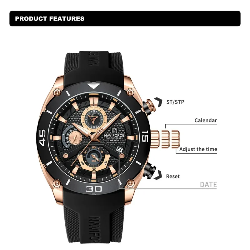 Naviforce 8038 - Black Gold - Image 6