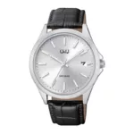Q&Q A484J301Y Analog Dial Leather Watch For Men