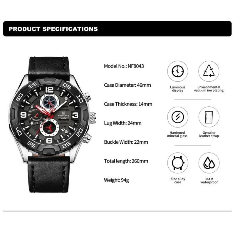 Naviforce 8043 - Black - Image 6
