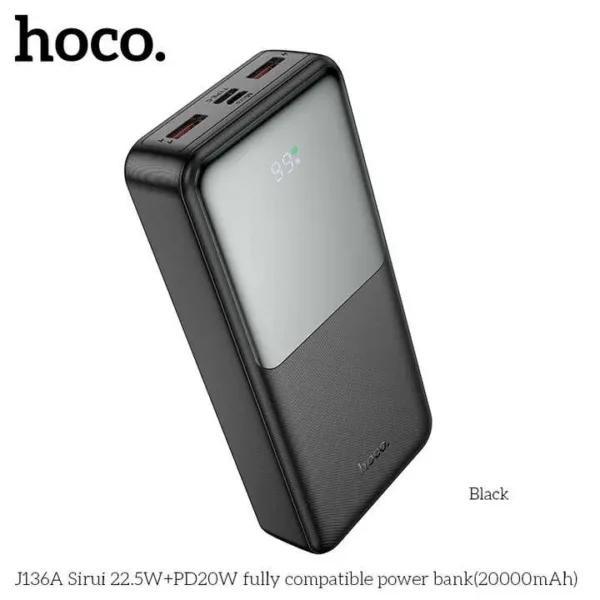 Hoco J136 Fast Charging Powerbank 20000mah 22.5W - Black