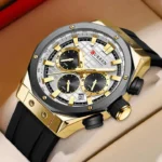 Curren 8464 For Men - Black Gold White - Image 3