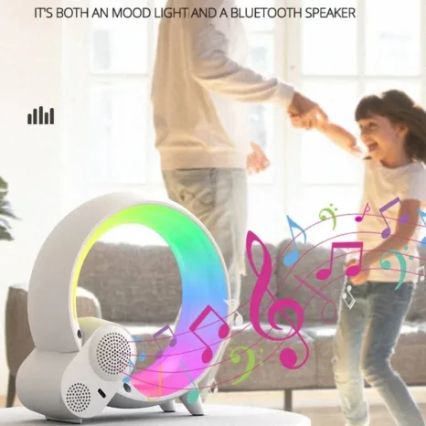 3 in 1 Wireless Bluetooth Q Colorful Night Light Speaker Surround Smart Home Lamp Alarm Clock