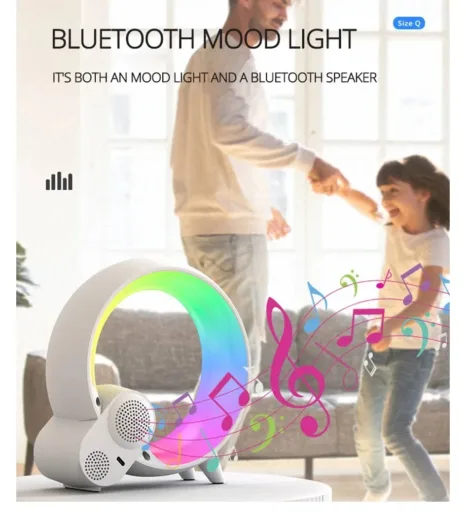 3 in 1 Wireless Bluetooth Q Colorful Night Light Speaker Surround Smart Home Lamp Alarm Clock