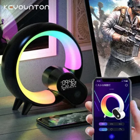 3 in 1 Wireless Bluetooth Q Colorful Night Light Speaker Surround Smart Home Lamp Alarm Clock