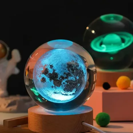 3D Crystal Lights Lamp RGB Glowing Moon Night Light Crystal Ball Bedside Home Decor