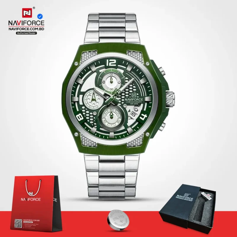 Naviforce 8051 CH - Silver Green - Image 2