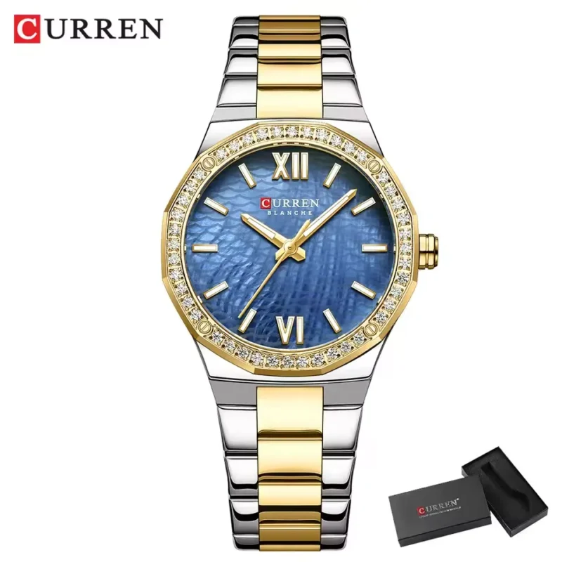 Curren 9103 CH For Women - Gold Blue - Image 6