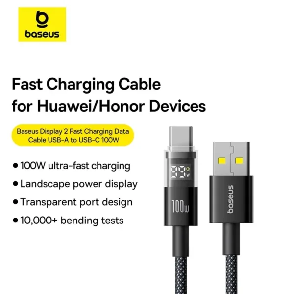 Baseus Display 2 Fast Charging Data Cable USB to Type-C 100W 1m