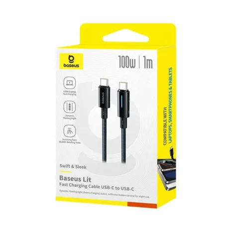 Baseus PD 100W Lit Button-Control Data Cable USB-C to USB-C