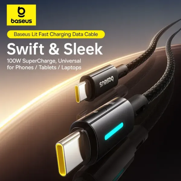 Baseus PD 100W Lit Button-Control Data Cable USB-C to USB-C