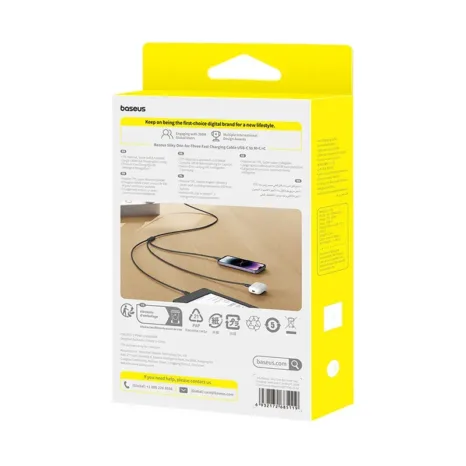 Baseus Silky One-for-Three Fast Charging Cable USB-C to Micro Lightning Type-c 100W 1.5m