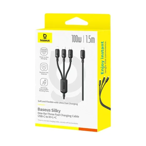 Baseus Silky One-for-Three Fast Charging Cable USB-C to Micro Lightning Type-c 100W 1.5m