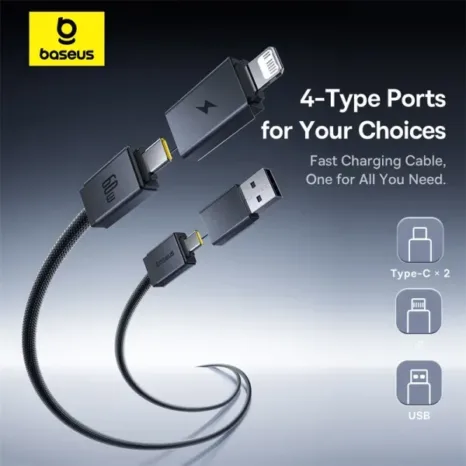 Baseus Versatile Two-for-Two Fast Charging Cable U+C to C+L 60W 1m Cosmic