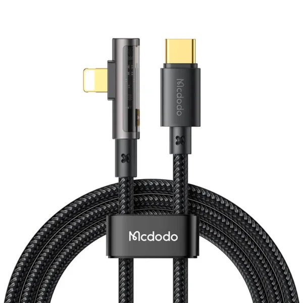 Mcdodo CA-3390 Type-C to Lightning 36W Elbow Transparent Data Cable 1.2m