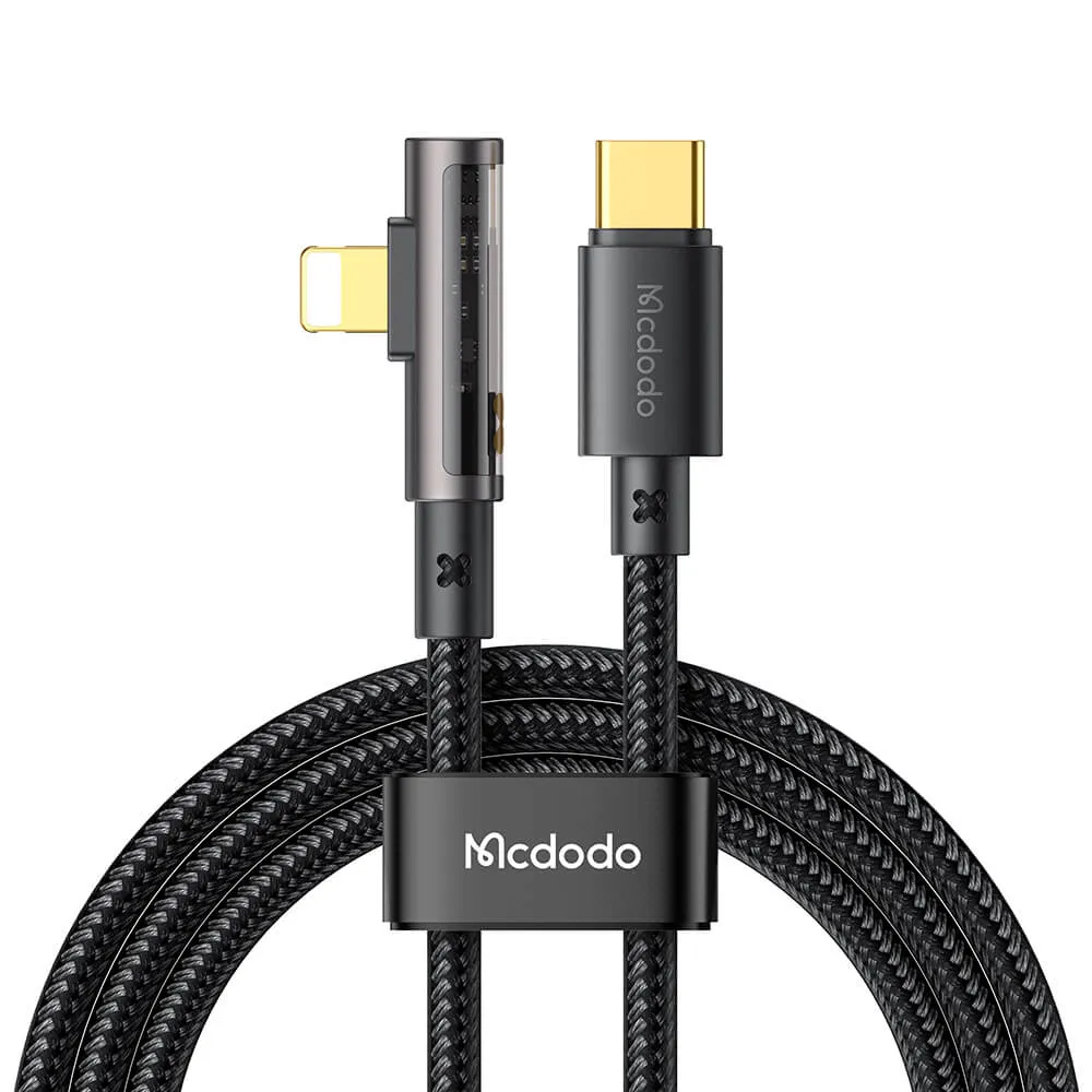 Mcdodo CA-3390 Type-C to Lightning 36W Elbow Transparent Data Cable 1.2m