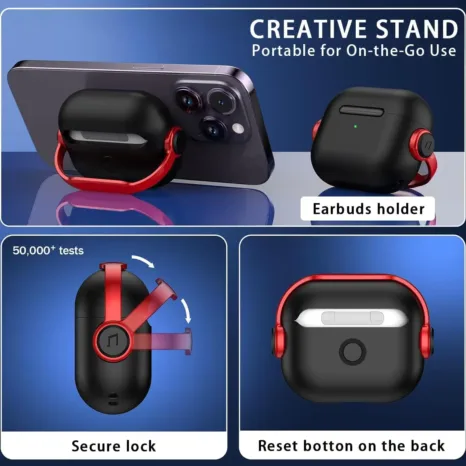 Music Headset Earphone Protector Cover with Secure Lock & Keychain For AirPod 4