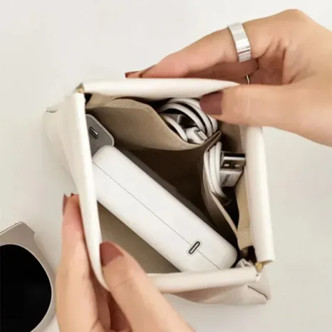 PU Leather Simple Mini Storage Bag Cosmetic Pouch Organizer Bags (1pcs Brown)