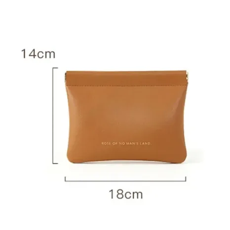PU Leather Simple Mini Storage Bag Cosmetic Pouch Organizer Bags (1pcs Brown)
