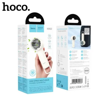 Hoco HX63 Portable Handheld Rechargeable Fan - White - Image 3
